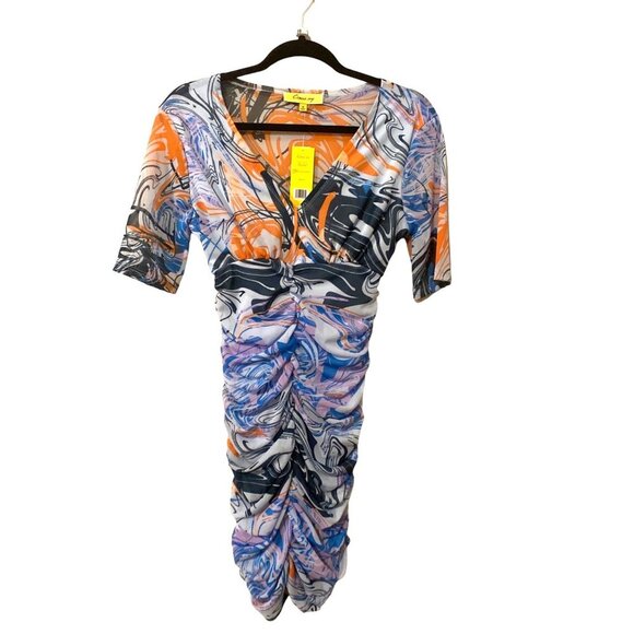 NWT Circus NY Blue & Purple Swirl Lucia V-Neck Bodycon Dress, Size Small - Picture 2 of 8